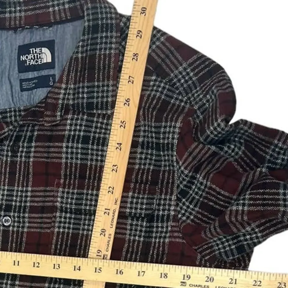 THE NORTH FACE Maroon Plaid Button Up Long Sleeve Shirt SZ Large